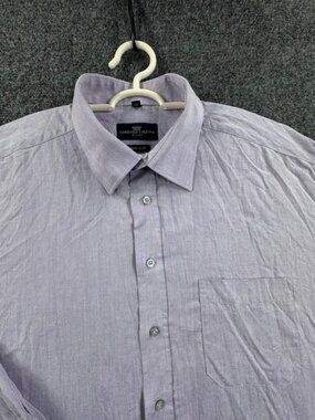 Lorenzo Cotton Polyester 2XL Point Purple Button Up Solid Long Sleeve Pocket Men